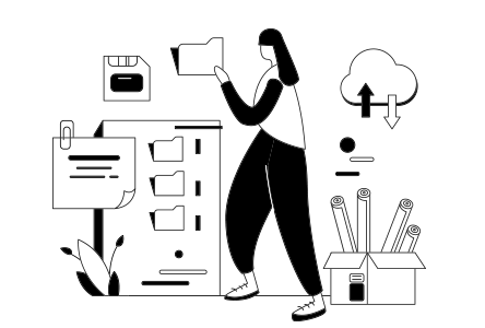 クラウド型のITツールでファイルを管理する女性