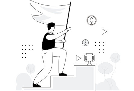 ゴールに向かってステップアップする男性