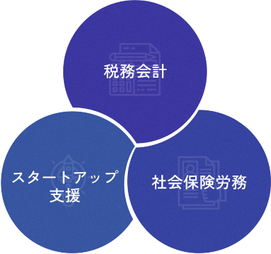 税務会計・社会保険労務・スタートアップ支援の三つの軸